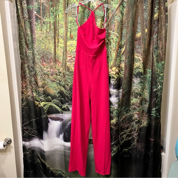 Lulu’s Hot Pink One-Shoulder Asymmetrical Sleeveless Jumpsuit Jumper Romper - Picture 5 of 12